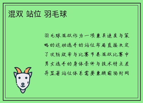 混双 站位 羽毛球