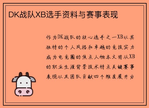 DK战队XB选手资料与赛事表现