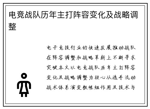 电竞战队历年主打阵容变化及战略调整